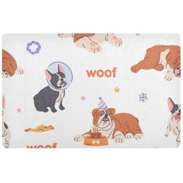 Imagem de TSENQUE Tapete de porta engraçado para cães fofos, buldogue francês, absorvente e lamacento, tapetes de entrada grande lavável para interior de casa, outono, tapete externo 81 x 50 cm