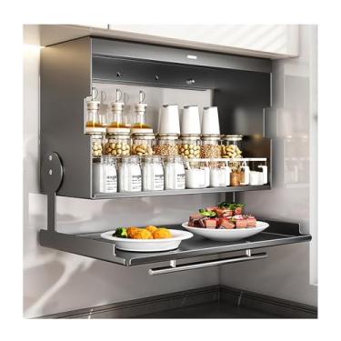 Imagem de Organizador de armário removível de 2 níveis - Prateleira suspensa de 90° para potes de especiarias Rack de armazenamento suspenso para cozinha/despensa/bar