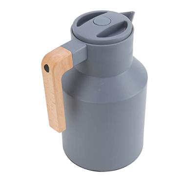 Imagem de GLOGLOW Jarra Térmica de café Com Alça de Madeira, Capacidade de 1000ml, Interior de Vidro, Isolamento Quente e Frio para Casa e Escritório, Suprimentos de café e chá (Cinza)