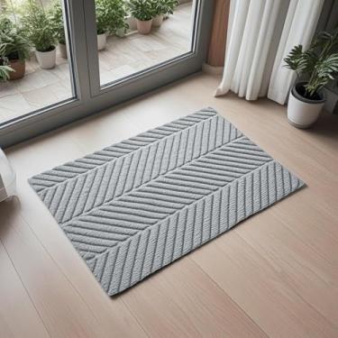 Imagem de Tapete de Porta Grande Antiderrapante Borracha Cortável 40x60cm 50x80cm – Capacho Entrada Limpeza Fácil e Seguro (Cinza- claro,Kit 3 （40 * 60 cm）)