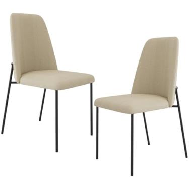 Imagem de Kit 02 Cadeiras Decorativa Estofada Para Sala De Jantar Bella L02 Linho Bege Escuro - Lyam Decor