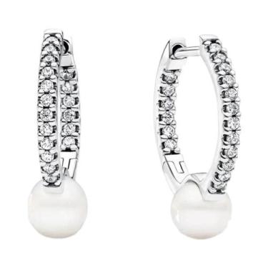 Imagem de Brincos De Argola Femininos Em Prata 925 Com Pingente Em Forma De Cora