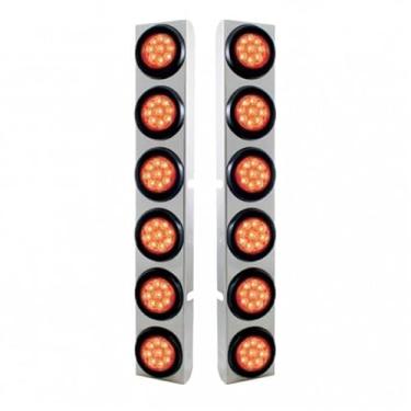 Imagem de United Pacific 37347 PB SS Suporte de limpador de ar traseiro com 12X 9 luzes refletoras LED de 5 cm – LED vermelho e lente