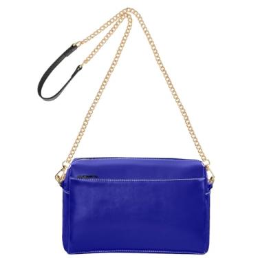 Imagem de Joitme Bolsa de ombro feminina azul roxa de couro PU com alça de corrente para celular