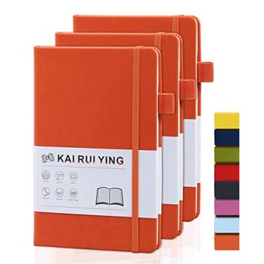 Imagem de KaiRuiYing Pacote com 3 cadernos de diário com suporte para caneta, cadernos A5 para trabalho/escrita, caderno pautado para escola, caderno grosso para homens/mulheres, cadernos para anotações, caderno forrado