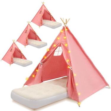 Imagem de Tenda Teepee, pacote com 4 unidades para crianças, com colchão de ar, 