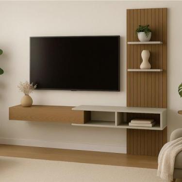 Imagem de Painel Ripado Flex P/Tvs Até 70nicho e Porta Basc  1,60mt, 1,80mt e 2,