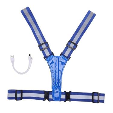 Imagem de SPYMINNPOO Colete Reflexivo, Colete de Segurança LED de Alta Visibilidade Com Tiras Reflexivas de 360° para Corrida Noturna, Ciclismo e Caminhada (Blue)