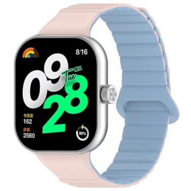 Imagem de SRDRK Cinta magnética de silicone para relógio Redmi 4 acessórios Substituição Smart Watch Band Wrist Soft Sport Sport Bracelet para Miband 8Pro Watchbands(Pink-Blue,For Redmi Watch 4)