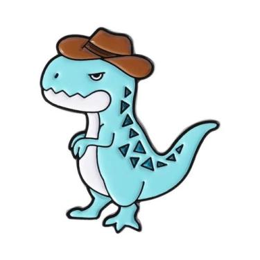Imagem de Broches Divertidos De Dinossauro Em Estilo Cowboy Com Chapéu, Pins De 
