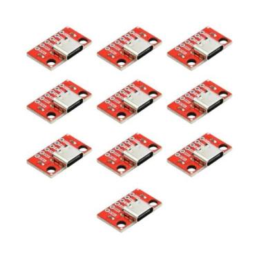 Imagem de Placa Adaptadora USB Tipo C Fêmea 3.1 Serial Vermelha Com Conector De 