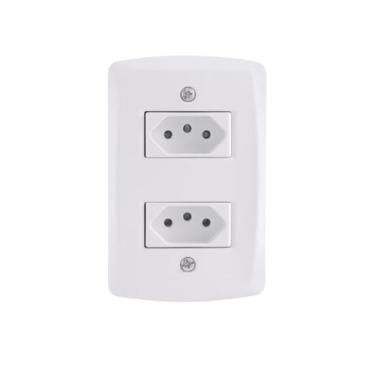 Imagem de Tomada Dupla 3P 20A Bivolt 127V 250V Placa Espelho Gelo Branco Inmetro