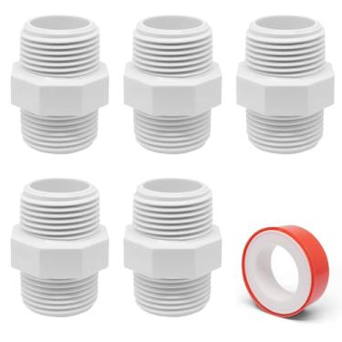 Imagem de S SYDIEN 5 peças de acessórios para tubos de PVC com rosca macho de 2,5 cm