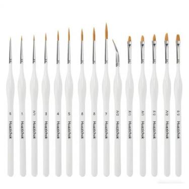 Imagem de Conjunto profissional de pincéis de pintura em miniatura com 15 peças, detalhes finos, para pintura de modelos, acrílico/óleo/aquarela, rosto