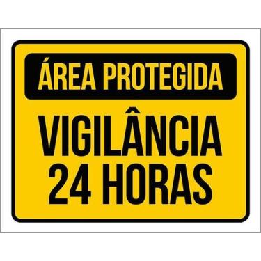 Imagem de Placa Área Protegida 24 Horas Segurança Condomínio 36X46 - Sinalizo
