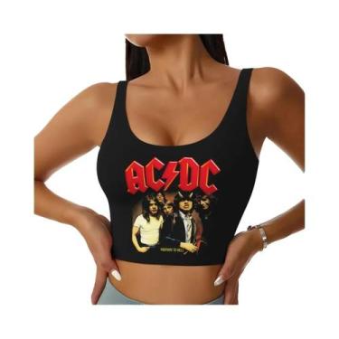 Imagem de Top De Fitness Retro Rock AC/DC Para Mulheres, Regata Sexy De Música H