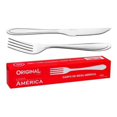 Imagem de Jogo de Talheres Faqueiro Garfo Faca Inox 24 Peças Bar restaurante Buf