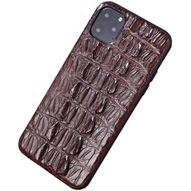 Imagem de CYSUE Capa para Apple iPhone 14 Plus 2022, capa traseira de couro de crocodilo luxuoso à prova de choque para iPhone 14 Plus [proteção de tela e câmera] (cor: barbatana caudal)