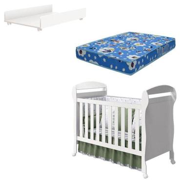 Imagem de Berço Americano Danny Trocador Juju Branco E Colchão - Reller