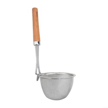 Imagem de Coador de massa de malha fina de aço inoxidável com cesta profunda, escorredor de grande capacidade para escorrer macarrão, bolinhos de espaguete, legumes, frutas para uso na cozinha (G)