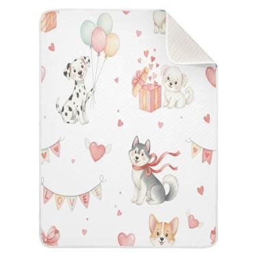 Imagem de Wassud Cobertor de bebê com balões e corações para meninos e meninas, macio e recém-nascido, algodão essencial, cobertor aconchegante para berçário, viagem, berço, carrinho 76 x 101 cm