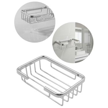 Imagem de Porta Sabonete de Parede em Alumínio Retangular Compacto com Acabamento Escovado e Kit instalação