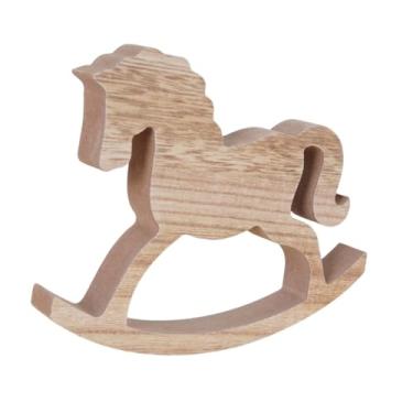 Imagem de IEUDNS Cavalo de Balanço de Madeira Decorativo para Mesa, Ideal para Sala de Estar, Quarto Ou Escritório.
