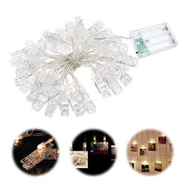 Imagem de Luz de Corda com Clipes para Fotos 40 LEDs Alimentada por Bateria 5M 16 4FT Sala Estar Quarto Festa Decoração Criativa DIY Multifuncional Presente Ide