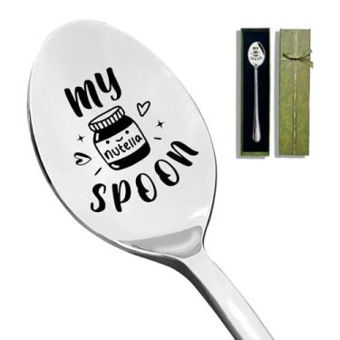 Imagem de Remifala Colher de Aço Inoxidável, Colher de Sobremesa, Presente para Mulheres, Homens, Amantes de Nutella, Aniversário, Natal, Ação de Graças