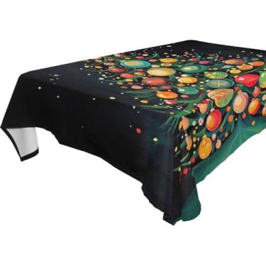 Imagem de Blueangle Toalha de mesa colorida para árvore de Natal – Toalha de mesa quadrada de poliéster impermeável e resistente a manchas para ambientes internos e externos, 152 x 152 cm (277)
