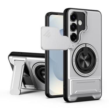 Imagem de SORAKA Capa para Samsung Galaxy S25 com suporte,proteção de lente com janela e capa dupla de PC e TPU compatível com suporte magnético para carro