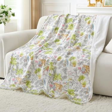 Imagem de Viviland Cobertor de lã reversível de musselina, cobertor macio para sofá e cama, colcha respirável, roupa de cama de gaze para adultos, grande 127 x 178 cm, Tiger Yanina