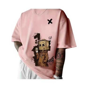 Imagem de Camiseta Casual Masculina 100% Algodão, Gola Redonda, Manga Curta, Est