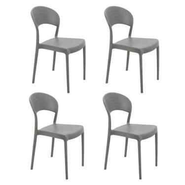 Imagem de Kit 4 Cadeiras Tramontina Sissi ECO Em Polipropileno E Fibra De Vidro Fechada Cinza 92046417