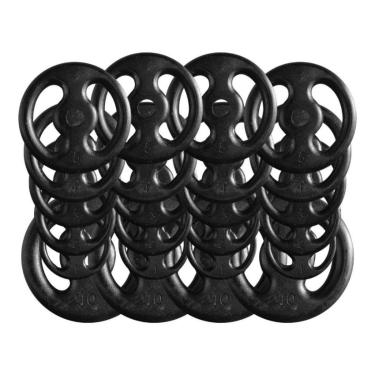 Imagem de Kit 24 Anilhas Sebo de Ferro Fundido - 100 Kg-Unissex