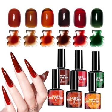 Imagem de Esmalte Outonal,6 Cores Caramelo Âmbar - Com Pincel Resina Conjunto Inverno - Para Mulheres Homens Meninas Festas Eventos Viagem