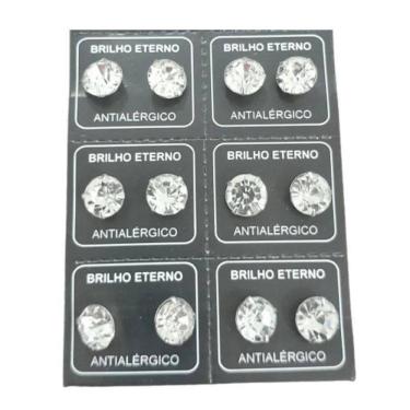 Imagem de Brinco De Aço Inox Kit Com 6 Pares  12 Unidades  8Mm
