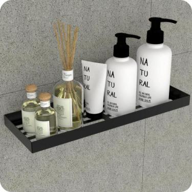 Imagem de Porta Shampoo Inox Suporte De Parede Banheiro Preto MAX - MetalCromo