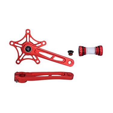 Imagem de SIWOTED Road Bike 130BCD Pedaleira Dobrável Liga de Alumínio Conjunto de Braço de Manivela Oco (Vermelha)