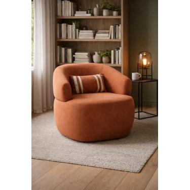 Imagem de poltrona organica decorativa luxo para sala e recepção tecido em bucle (terra cota)