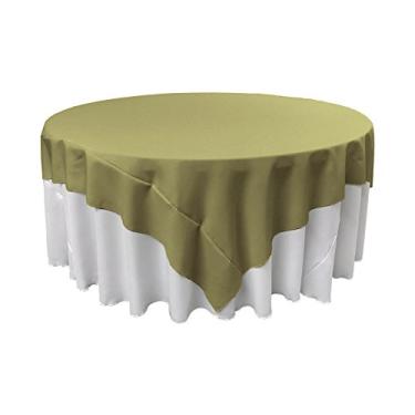 Imagem de LA Linen Toalha de mesa quadrada lavável de popelina de poliéster, resistente a manchas e vincos, 182 x 182 cm, toalha de mesa de tecido para jantar, cozinha, festa, férias 182 x 182 cm, sálvia escura