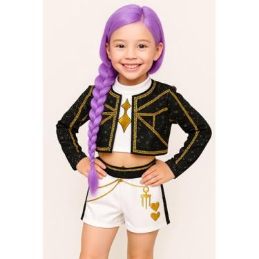 Imagem de Fantasia Guerreiras Kpop Rumi Palco Festa Pop Infantil Dança Luxo (Preto, M)