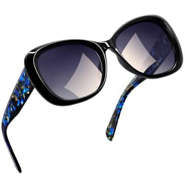 Imagem de Joopin Óculos de Sol Feminino Acetato Polarizado Oversized Proteção UV400 Modelo Borboleta Degradê Azul
