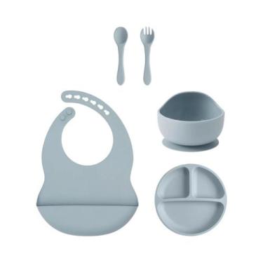 Imagem de Conjunto De Alimentação Para Bebês Em Silicone Com 5 Peças, Prato Com 