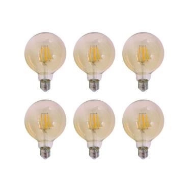 Imagem de Kit 6 Lâmpada Filamento Led Vintage Redonda G95 4W Gold