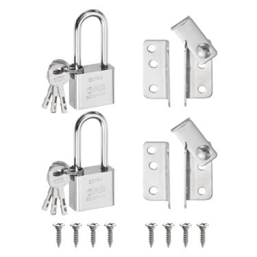 Imagem de PATIKIL 2 peças de trava flip de 1,5 mm, aço inoxidável 304, parafuso deslizante de abertura direita, trava de porta para quarto, portas de banheiro, armários janelas, prata