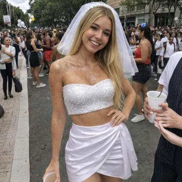 Imagem de Saia Envelope Cetim Drapeada Carnaval Bloquinho Ajustável - Lush!, Bra