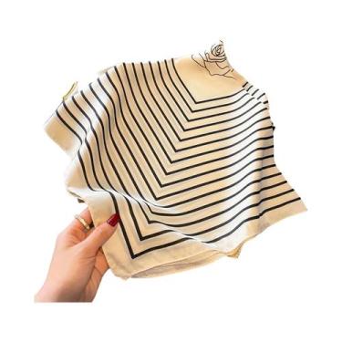 Imagem de Lenço De Seda Satinada Para Mulheres Com Estampa Listrada, Bandana Qua