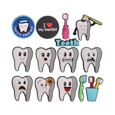 Imagem de Pingentes De PVC Para Calçados Com Tema De Dentes Brancos De Dentista 