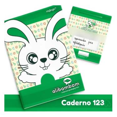 Imagem de Kit 8 Cadernos Verde Alibombom Capa Dura 80 Folhas Pautado